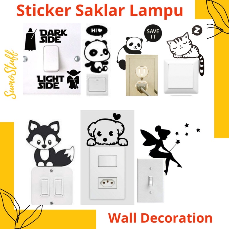 

Maribelanjakak Sticker Cutting Saklar Lampu Listrik Dinding Rumah karakter Lucu mobil laptop