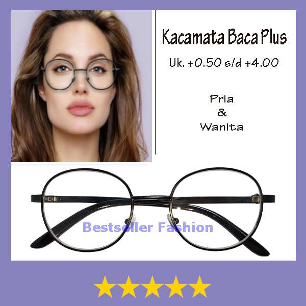 Kacamata Baca Plus (+) +0.50 s/d +4.00 Oval Frame Besi Retro Berbagai Ukuran Pria/Wanita Unisex Murah NOCASE