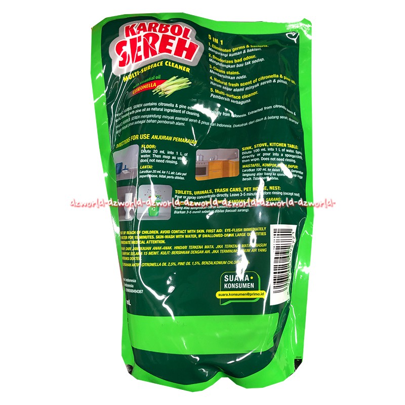 Primo Karbol Sereh Multi Surface Cleaner Citronella Anti Bakteri 700ml