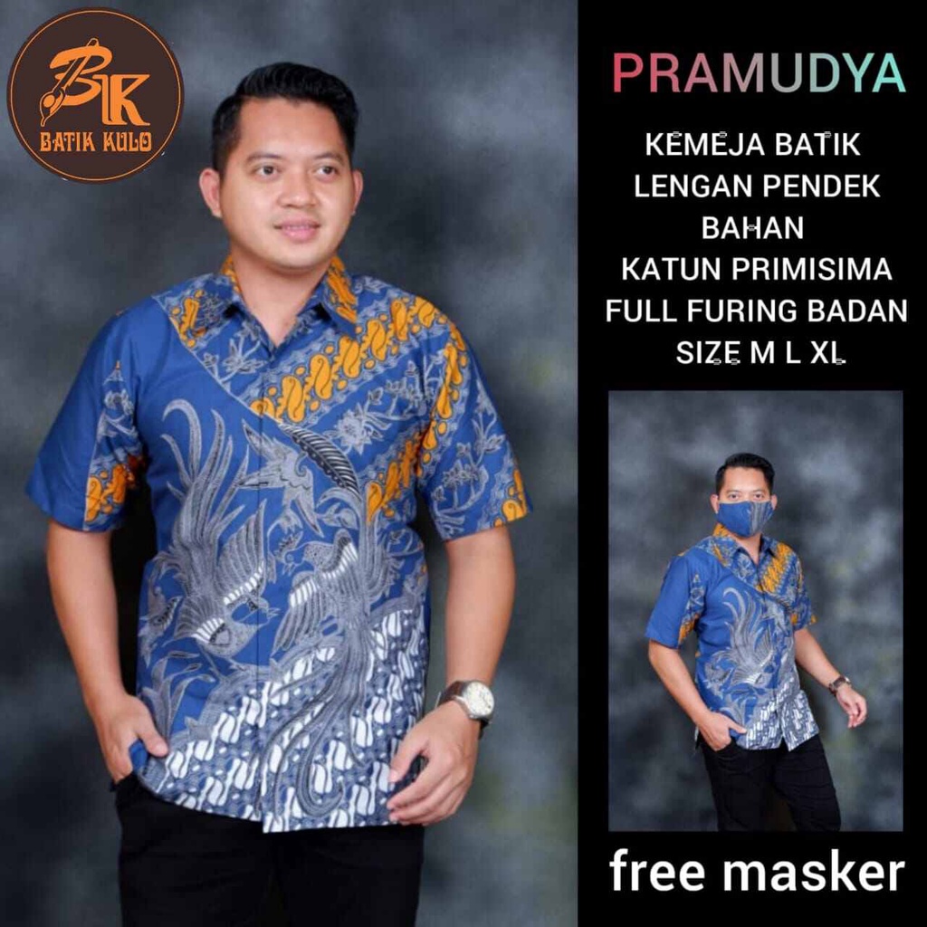 Kemeja batik pria lengan pendek warna biru terbaru / batik pria terbaru 2022 PRAMUDYA / hem batik pendek warna biru abu / baju batik kerja lengan pendek / kemeja batik pesta terbaru / batik pendek kondangan terbaru