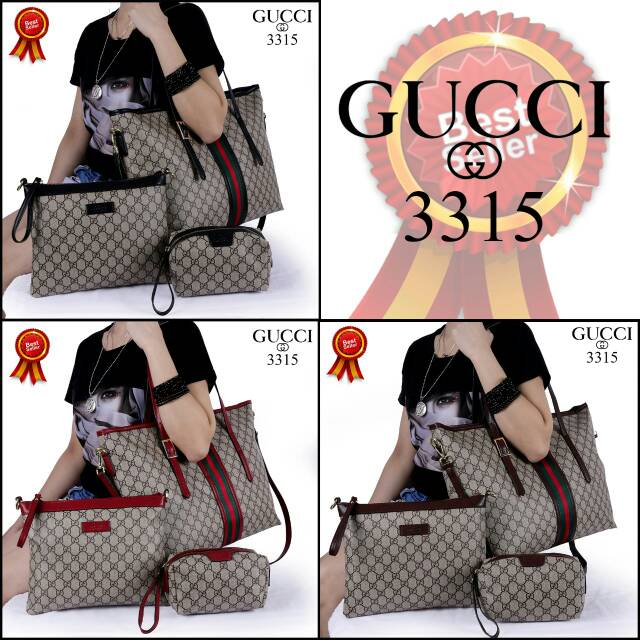 Tas Wanita Tas Tote Gucci GG Mx Shopping Tote Shoulder Bag 3in1
