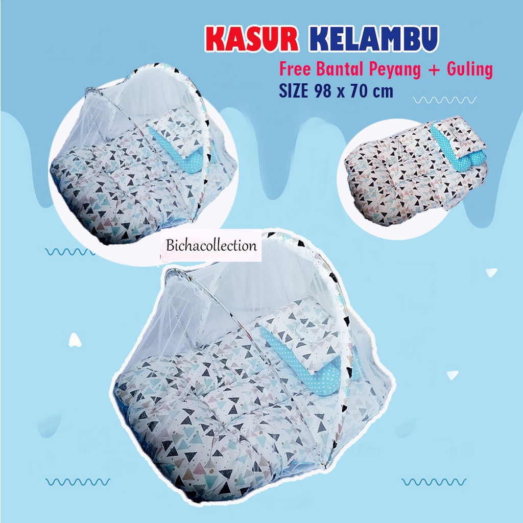 set Kasur Kelambu Bayi FREE Bantal Guling Premium Kasur Lipat Kelambu