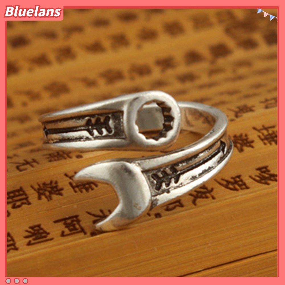 Bluelans Retro Adjustable Creative Men Wrench Spanner Opening Finger Ring Cool Jewelry