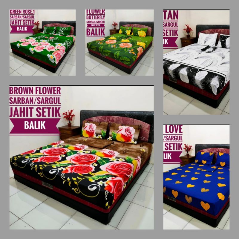 Sprei 180x200 No 1 King motif batik bunga homemade mawar melati tulip hijau merah ungu kuning putih