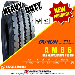 ban truk bus radial merk durun AM86 750 setara aulus