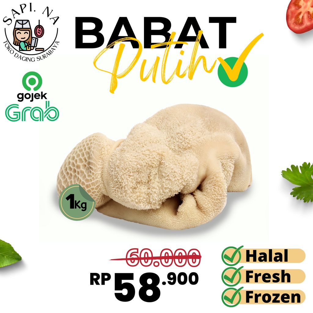 

Daging Jeroan Sapi Babat Putih Murah Halal 1kg