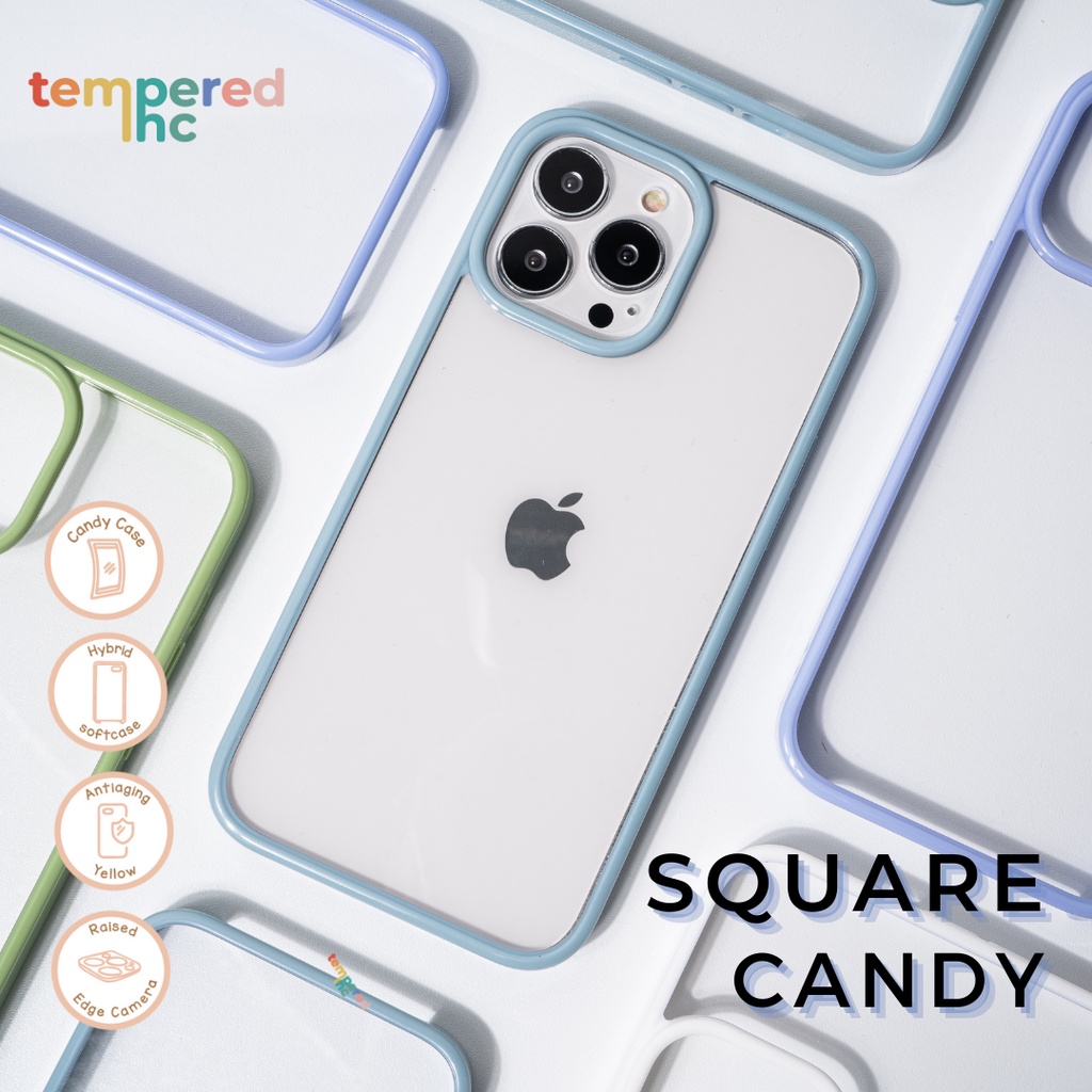 NEW !! SQUARE Candy Silicone Iphone Case ( Iphone 7 - 13 pro max )