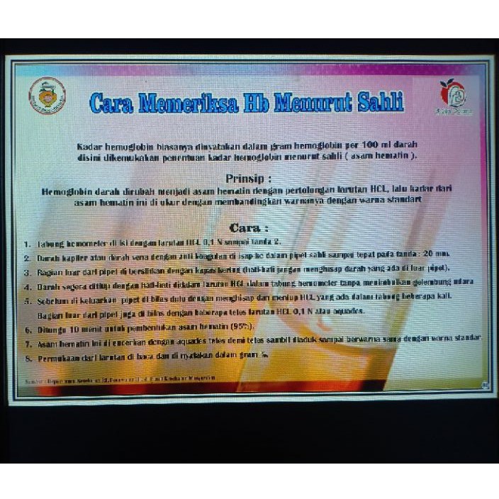 

POSTER CARA MEMERIKSA HB MENURUT SAHLI (88)