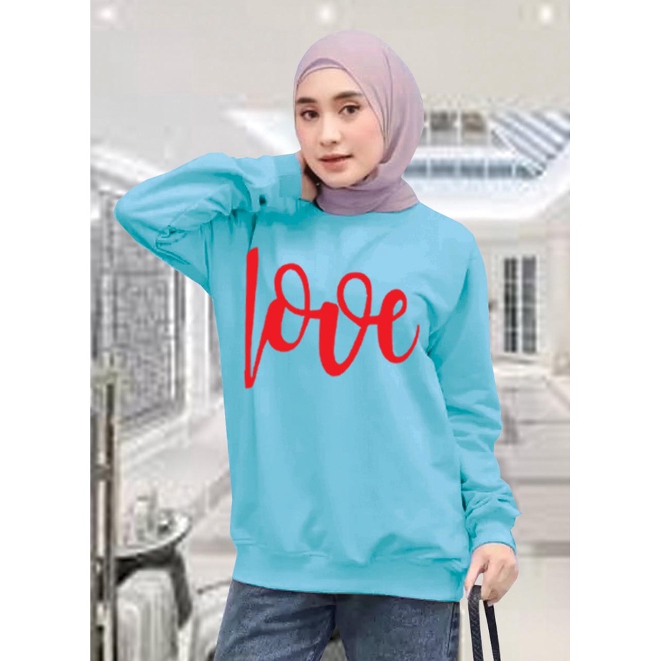 Kaos Lengan Panjang LOVE BARU / Kaos Sweatshirt / Atasan Wanita / Atasan Wanita Lengan Panjang