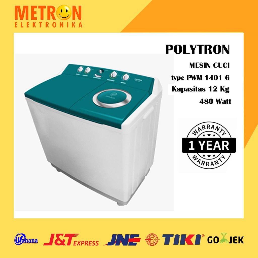 POLYTRON PWM 1401 G / GREEN / MESIN CUCI 12 KG / PWM1401