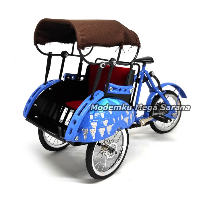 Diecast Miniatur Becak Super Jawa Jogja Besi 28x19x12 cm