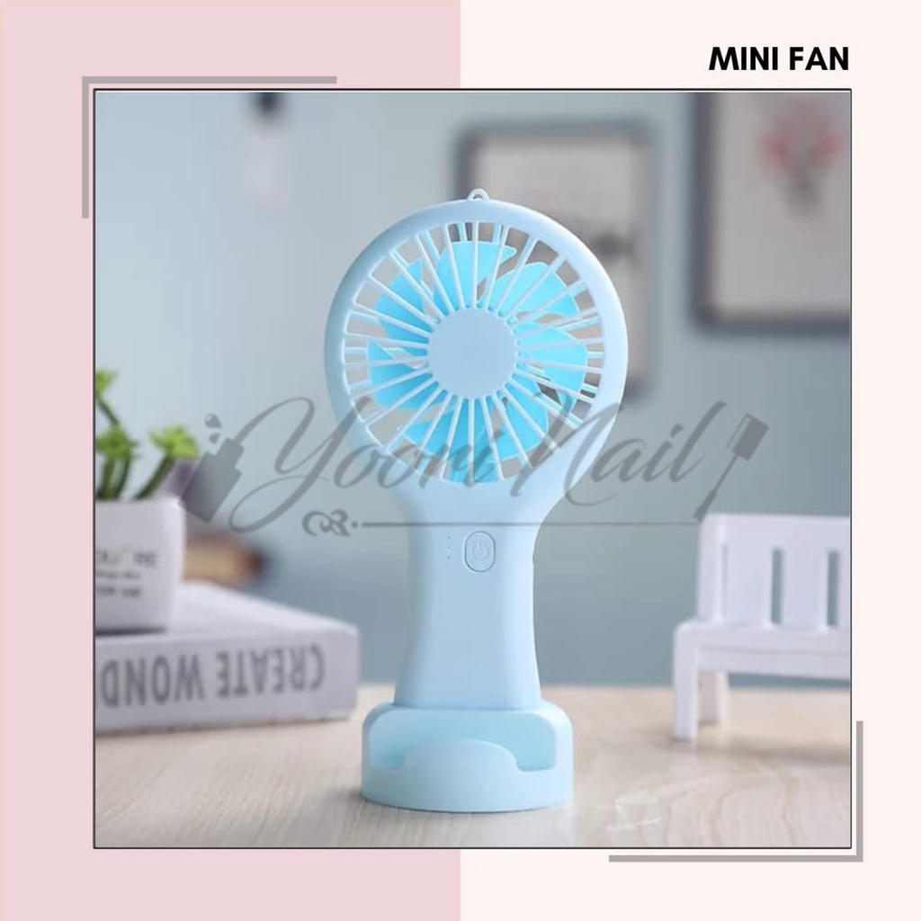 Mini Fan Portable USBWith Holder HP Kipas Angin Kecil Rechargeable