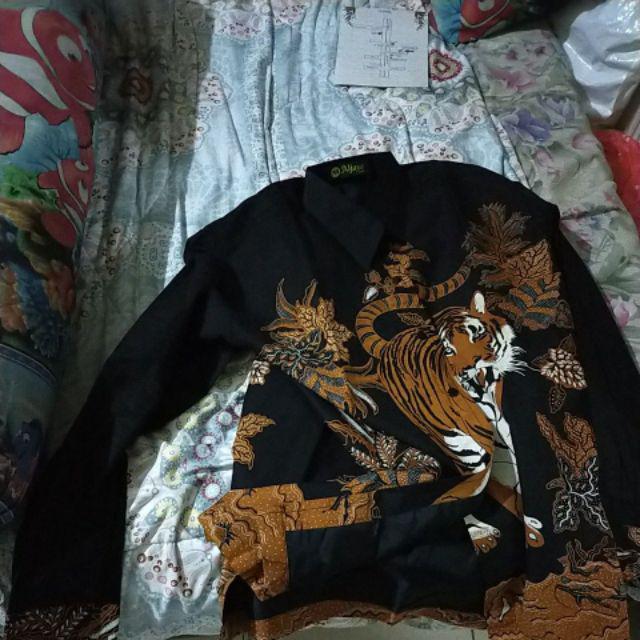 Kemeja Batik Pria Harimau Sumatera Batik Original Rajasakti Katun Cabut Sragenan