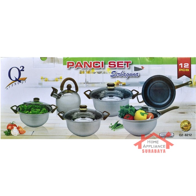 Panci Set Serbaguna Q2 12 PCS Q2-8212 / Q2 8212