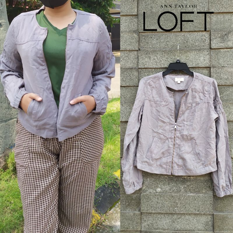Loft full-zipper grey moto jacket women