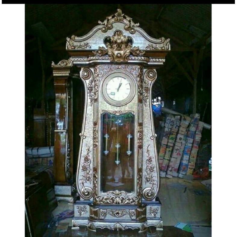 lemari jam hias jati mebel jepara