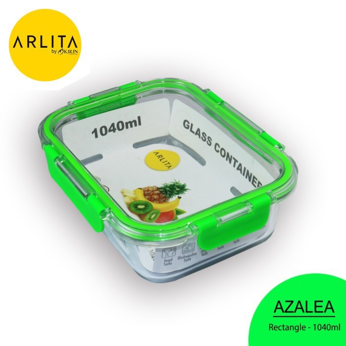 terlaris  produk ARLITA AZALEA RECTANGLE GREEN Glass Container 1040 ML - BY KIRIN