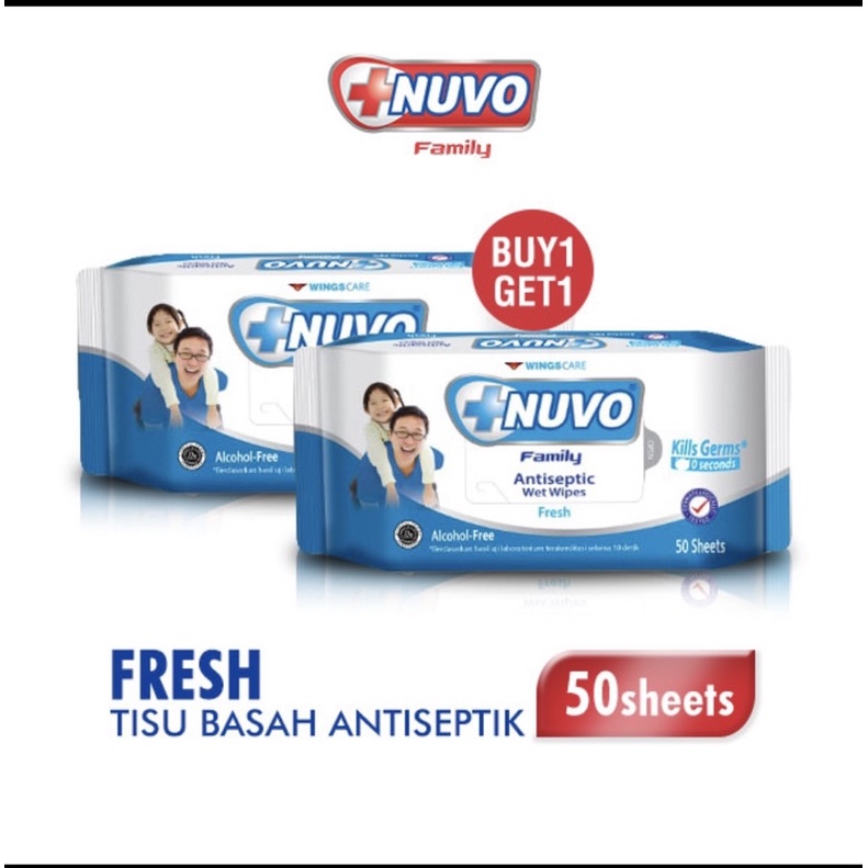 Nuvo Tissue Basah Antiseptic 50 + 50 Lembar Wet Tissue Antiseptic