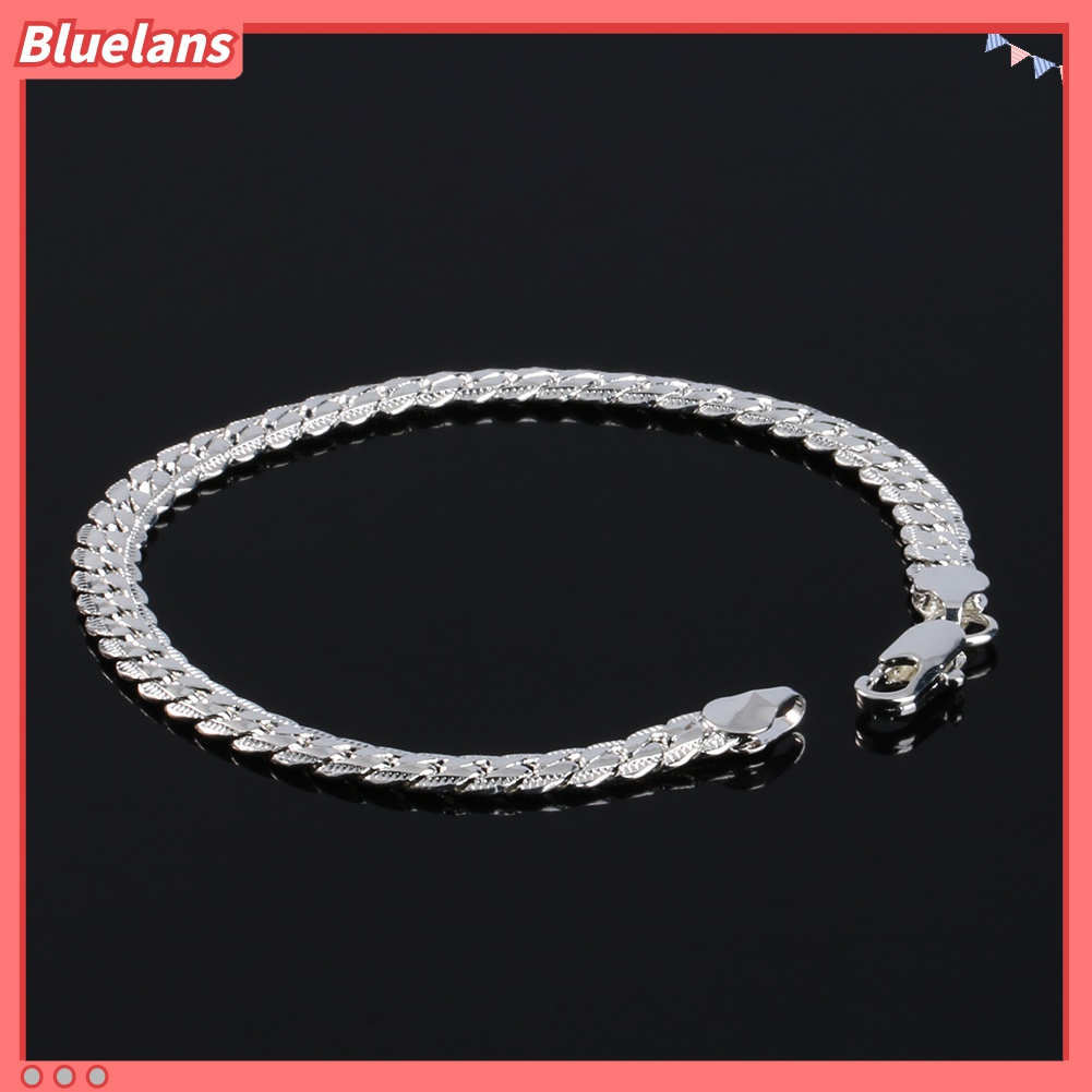 Gelang Rantai Lapis Silver Model Datar Untuk Pria