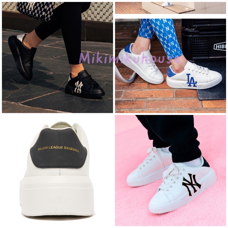 MLB CHUNKY CLASSIC SHOES SNEAKERS BIG BALL CHUNKY MULES KOREA MLB YANKEES LA DODGERS NY MONOGRAM
