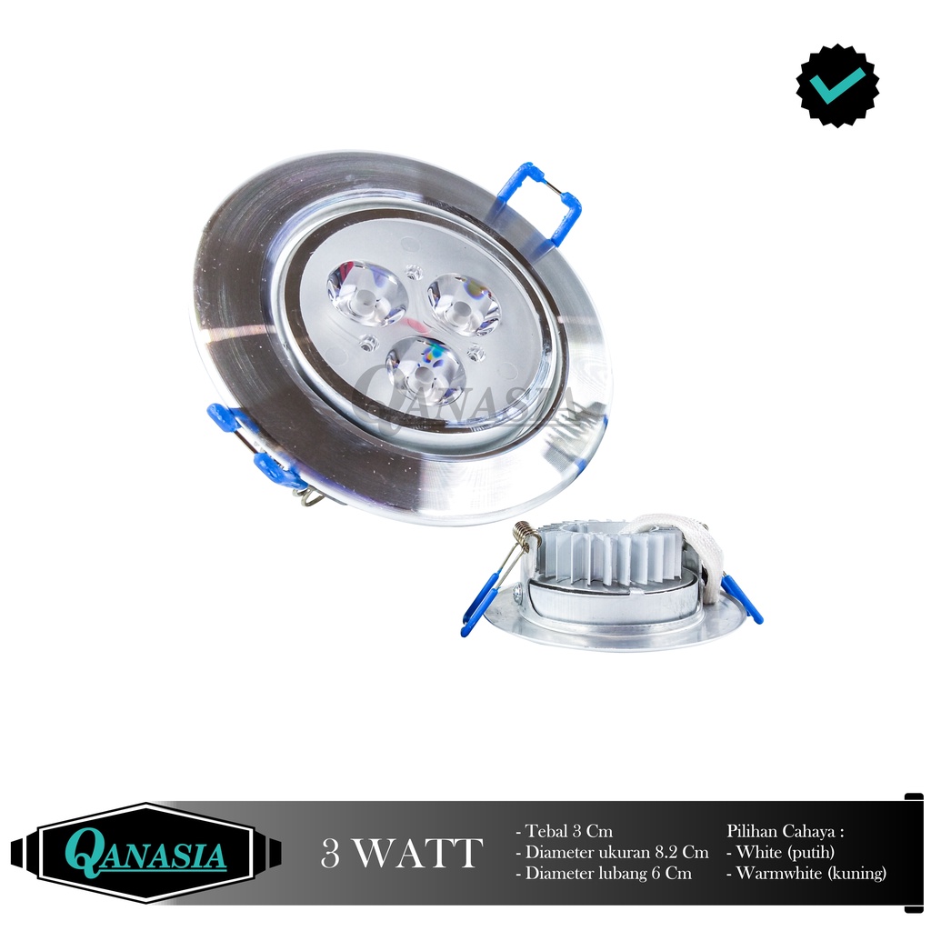 Jual Lampu Downlight LED 3 Watt 3W Lampu Sorot Spot Light 3 Mata Putih ...