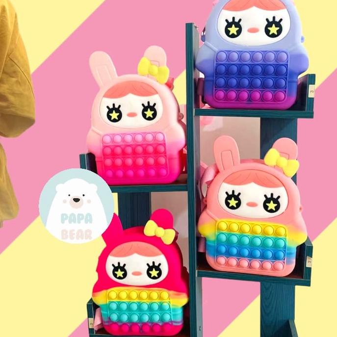 ➹ Tas Pop It Anak Unicorn, Hello Kitty, Dino, Gajah, Sapi, Kodok Pop it Handbag Tas Anak ☊