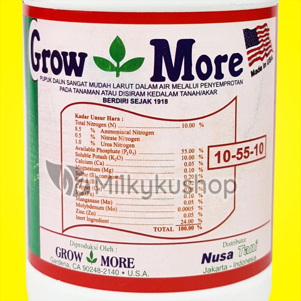 PUPUK GROWMORE 10-55-10 NPK AKAR BUNGA BUAH 454 GRAM KEMASAN BOTOL