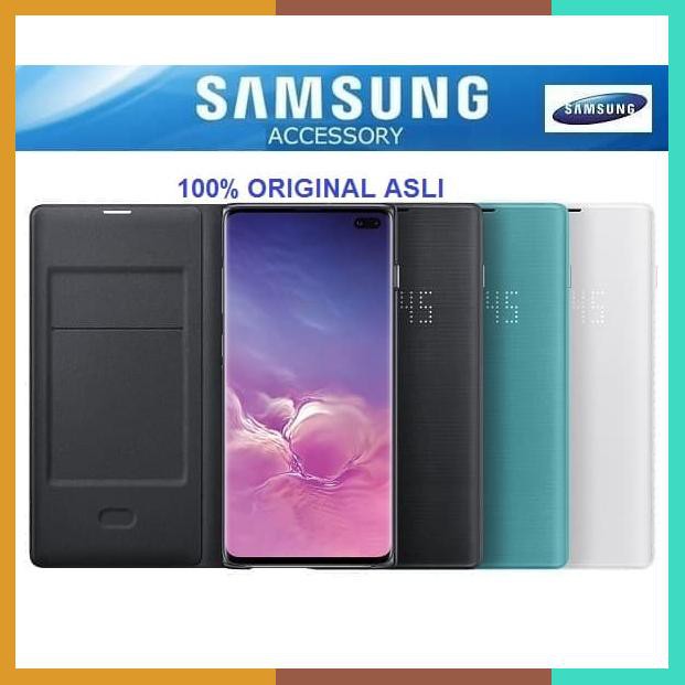 100% Samsung Led View Cover Galaxy S10 S10 Plus Flip Case Hitam