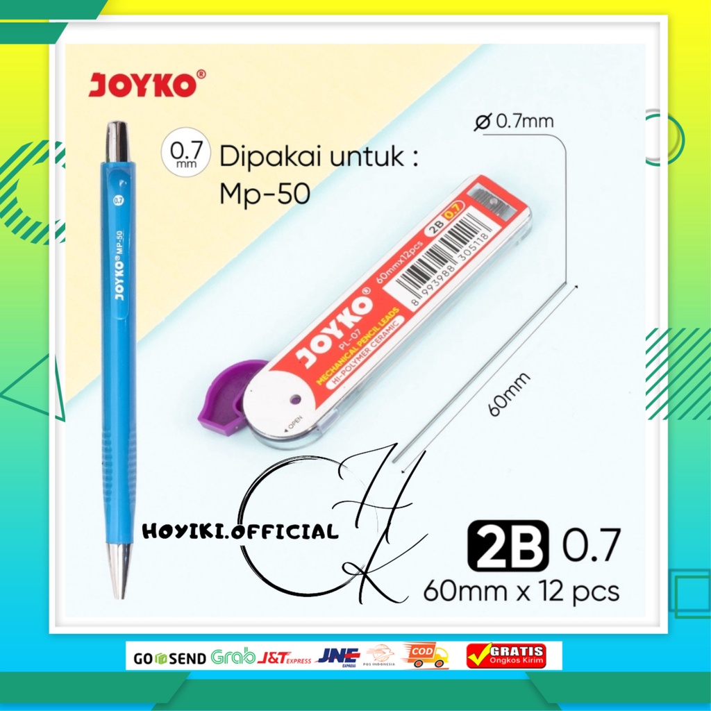 

JOYKO Pencil Lead / Isi Pensil Mekanik Joyko PL-07 / 2B / 0.7 mm isi 12 pcs
