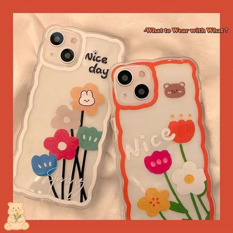 Soft Case TPU Transparan Motif Bunga Untuk Iphone 13 Pro Max / 12 / 11 / XS / XR / X / 8 / 7 / 6 Plus Mini SE 2020