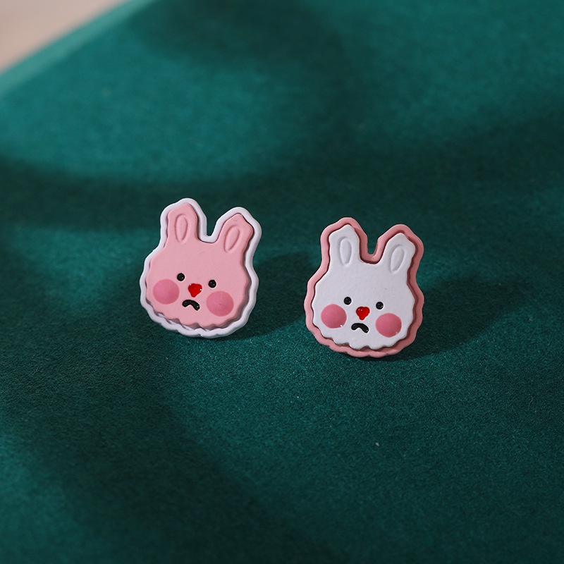 Korea mimpi lucu kelinci stud anting-anting kartun colorful kelinci kecil all-match anting-anting in