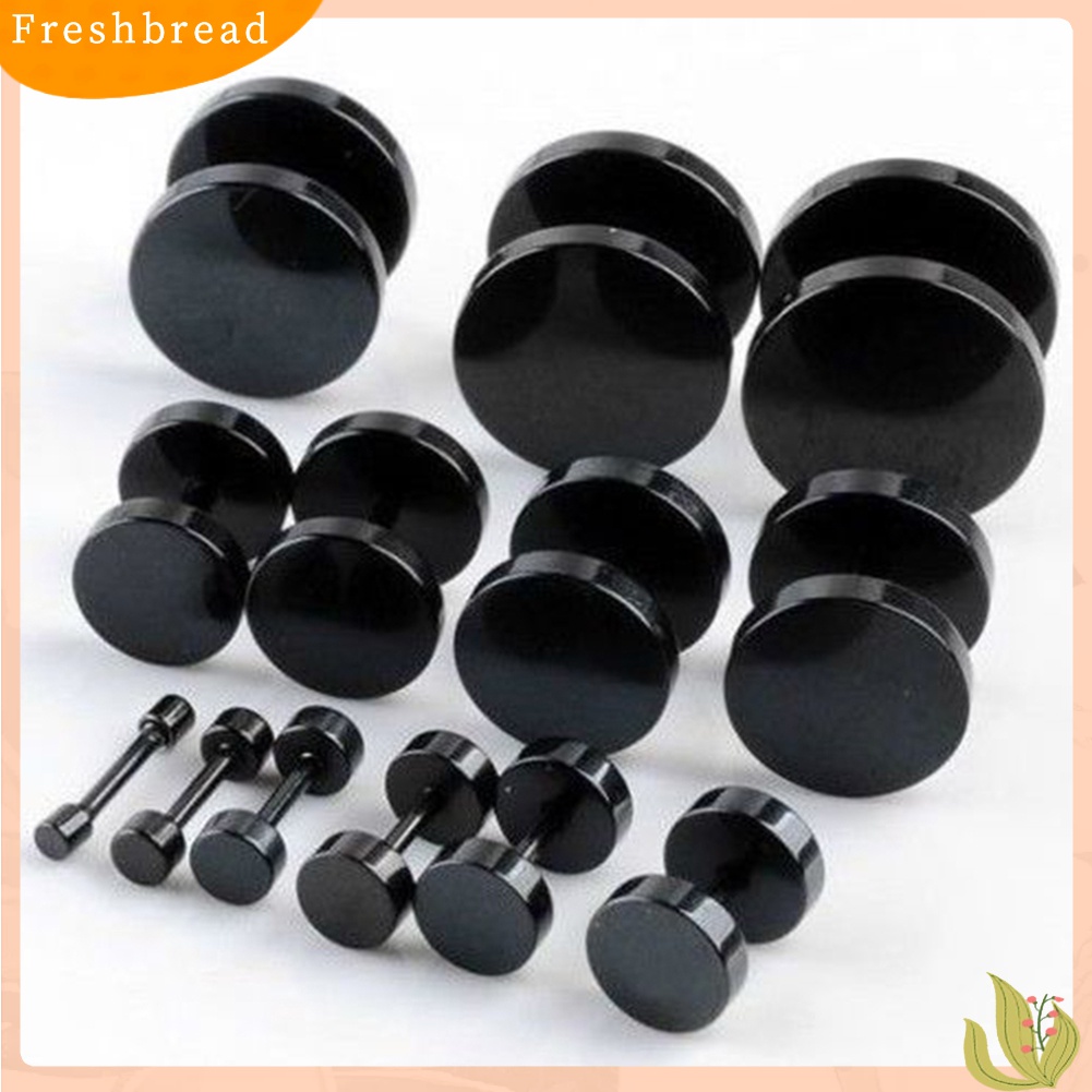 Fresh| Anting Tindik Telinga Bentuk Bulat Bahan Stainless Steel Warna Hitam Ukuran 3mm - 14mm Untuk Pria