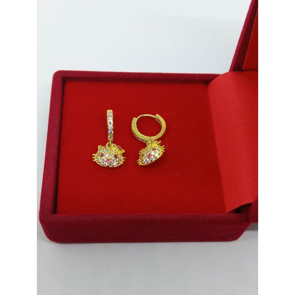 anting donat listring+m.hellokitty mp full/ anting perak asli silver 925lapis emas/ anting fashion