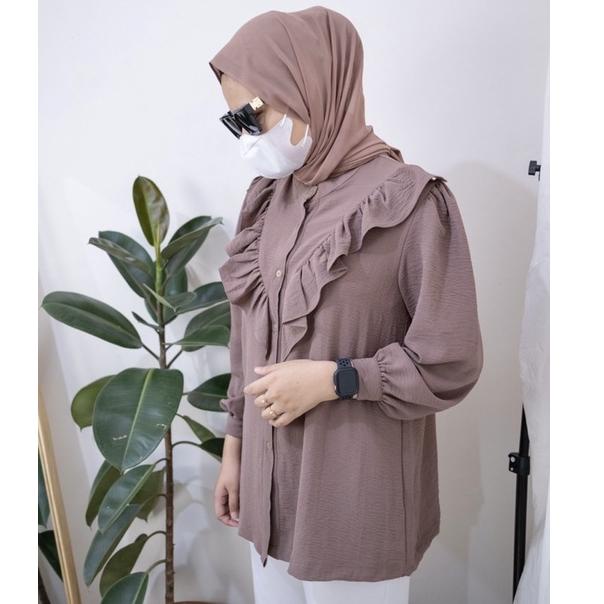 X21W Cala blouse / blouse wanita / blouse crinkle APT