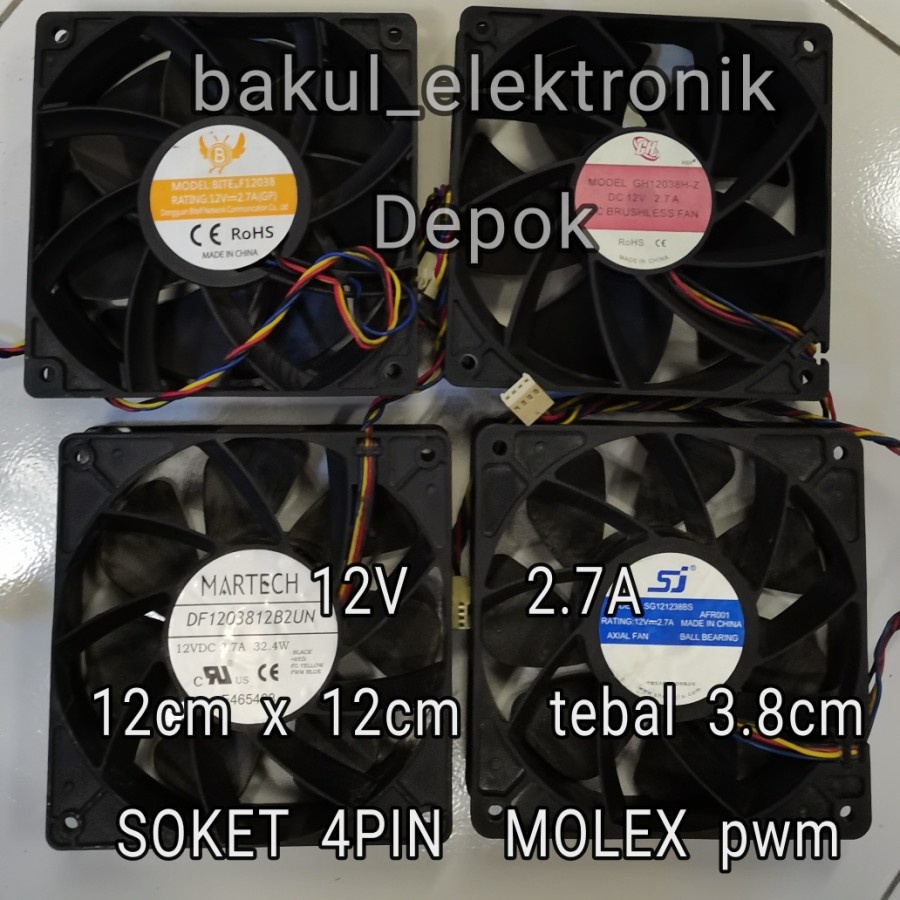 FAN PC FAN 12cm  12V 2.7A HIGH SPEED  6100rpm