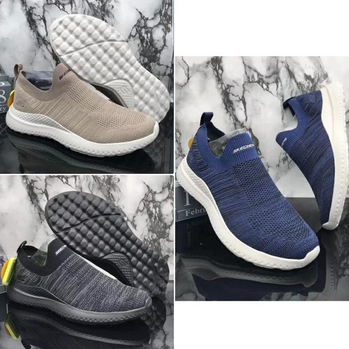 BISA COD Sepatu Pria Skechers / Skecher / Sketchers Matera Graftel Slip On - Hitam, 40 BOOM SALE