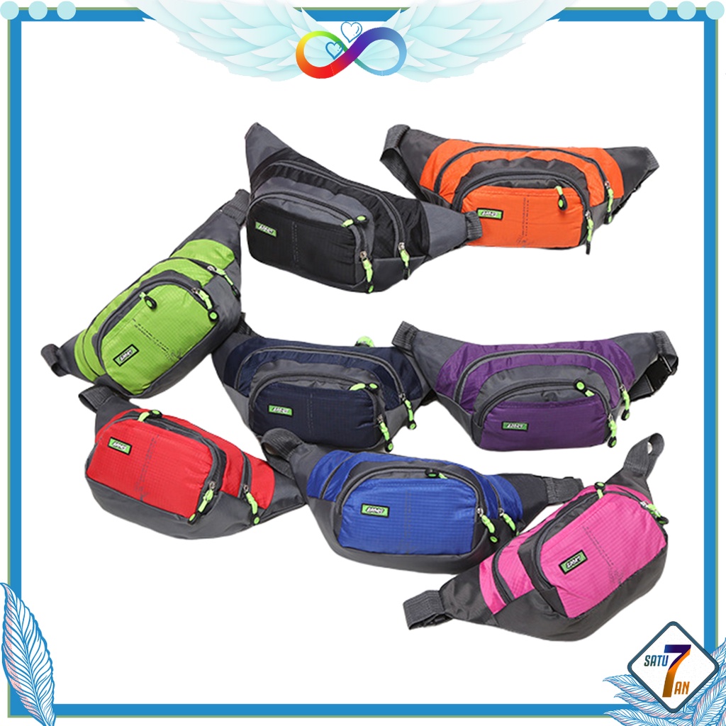 Satu7an T209 Tas Waistbag Unisex Tas Pinggang Sport Multifungsi Tas Pria Wanita Kain Oxford