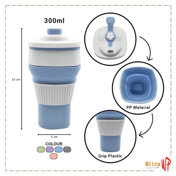 

Unik Gelas Lipat Silicone Foldable Coffee Cup 300ml - Gelas Lipat H-335 - Ungu Diskon