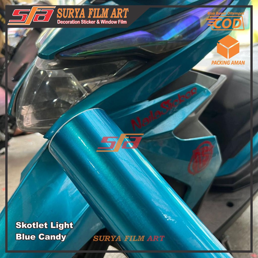 Jual Stiker Skotlet Biru Tosca Candy Glos Shopee Indonesia