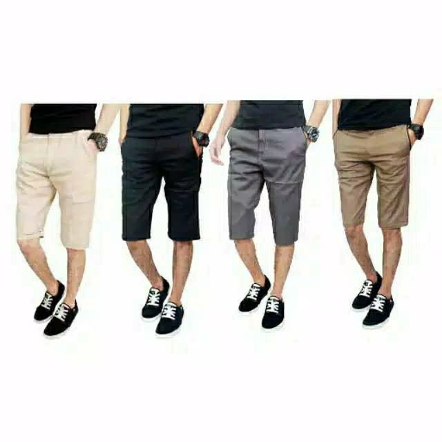 Celana Chino Pendek Pria Keren Casual Shorts Pants Bahan Karet Melar Cinos Zaraman Pendek