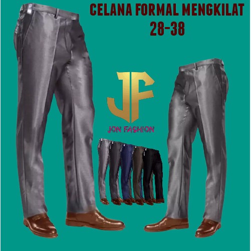 CELANA BAHAN | KERJA | FORMAL | KANTOR | PANJANG | HITAM | DASAR PRIA SLIMFIT _-