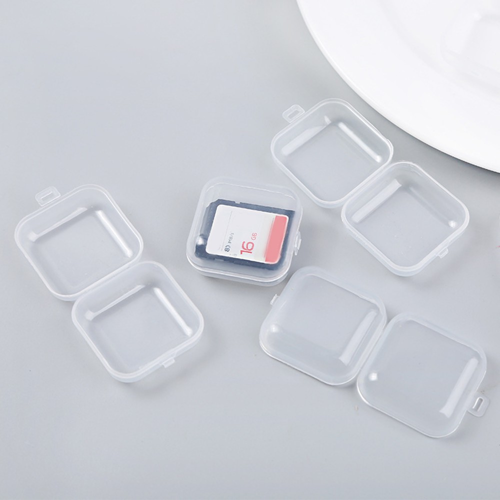 [Ready Stock ] 3.5*3.5cm Mini Portable Plastic Transparent Storage Boxes/ Square Jewelry Earplug Earring Protection Organizer/ Multi-function Case Home Independent  Parts Box