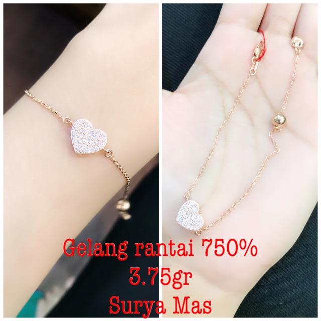 Gelang rantai emas 750%