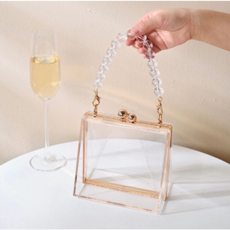 Korea Acrylic Clear Clutch / Tas pesta transparan cinderella akrilik kaca bening