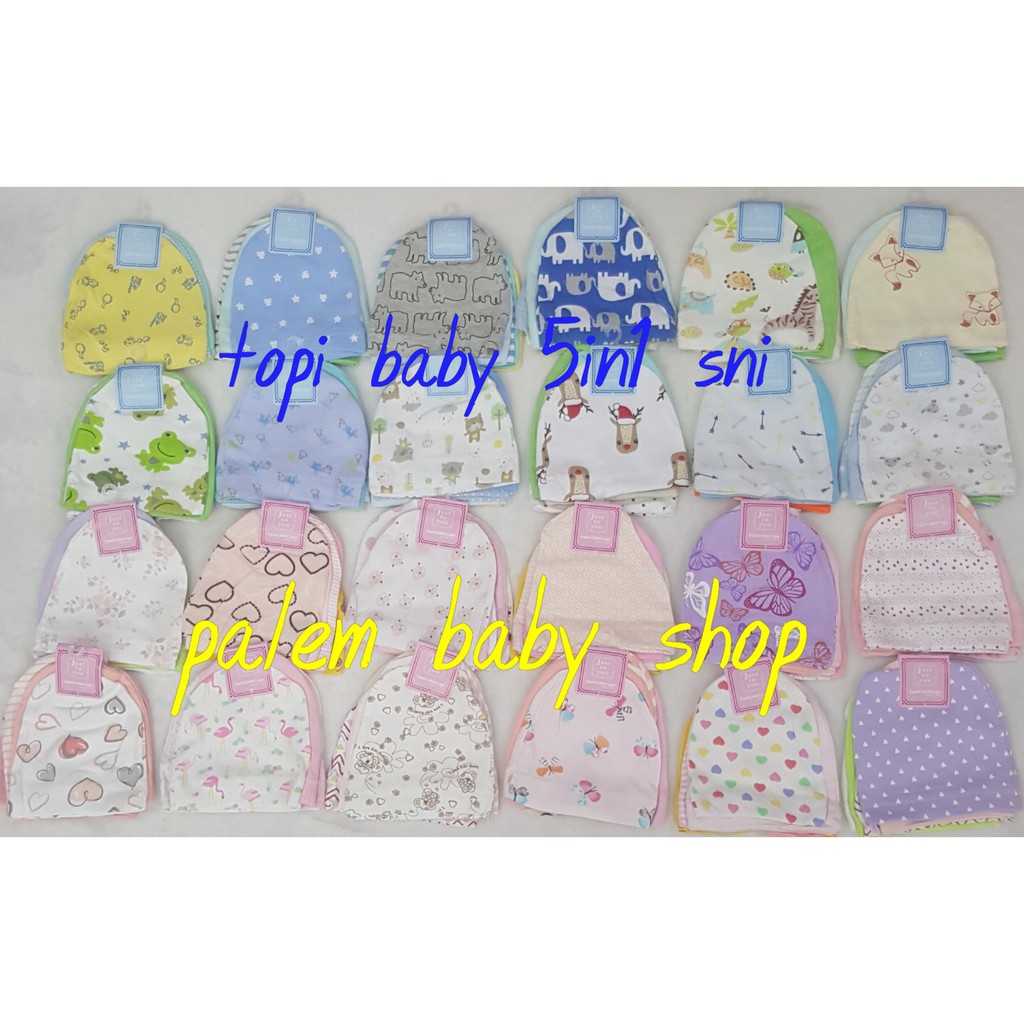 Topi Catell love 1 Set Isi 5pcs Kupluk Bayi Newborn