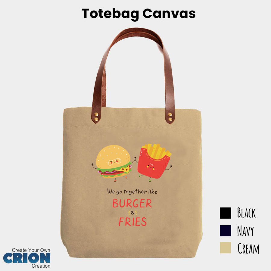 Totebag Canvas Synthetic Leather Strap Friendship Food Series By crion