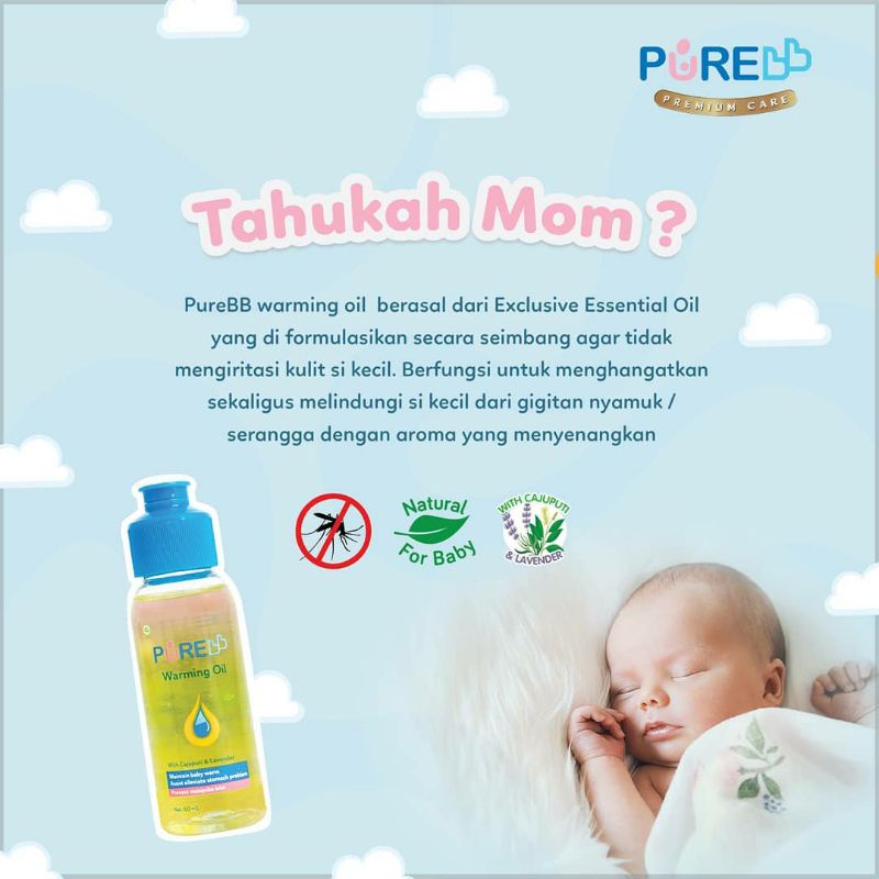 PURE BB Warming Oil 60ml Minyak Telon Bayi Cajuputi Lavender Pure Baby