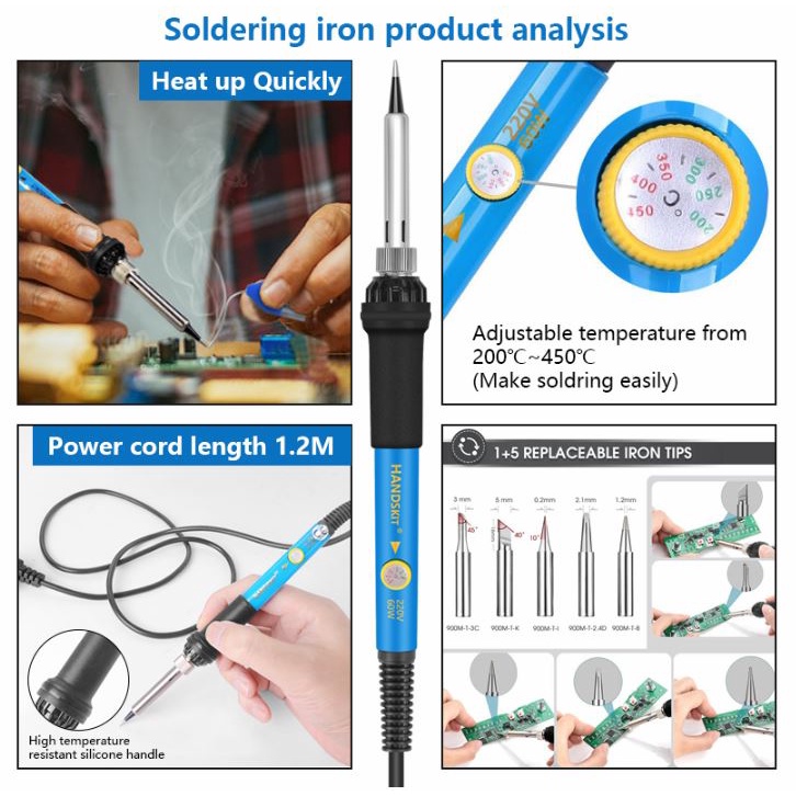 RRS STORE SATU SET PAKET LENGKAP SOLDER  HandsKit Soldering Iron Tool Kit 110V 60W - 933