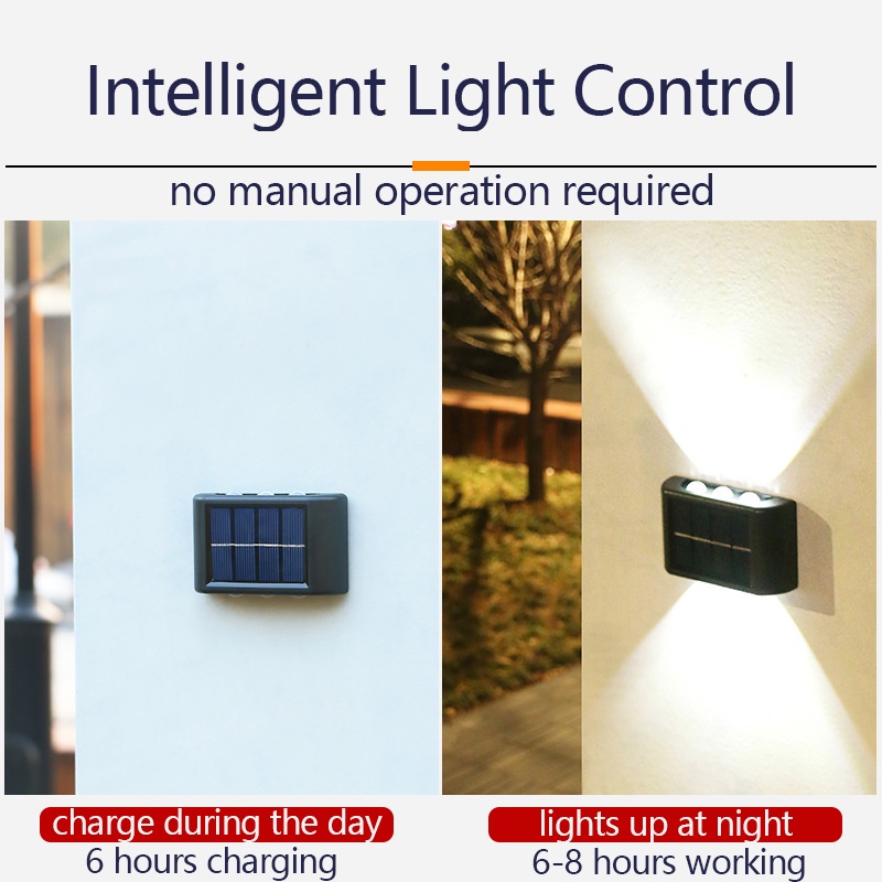 Ramadan 2pcs Lampu Dinding Outdoor 6-Led Waterproof Solar Powered Wall Lamp For Garden / Outdoor Decoration