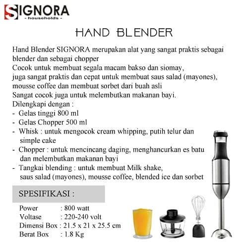 Hand Blender Signora Peralatan Masak dan Dapur Modern